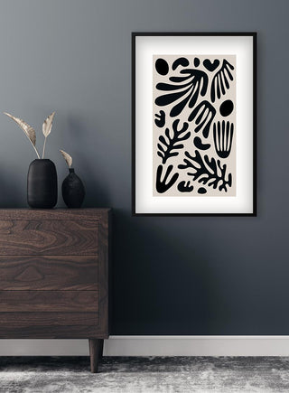 Affiche coraux noirs sur fond gris
