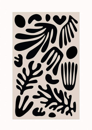 Affiche coraux noirs sur fond gris