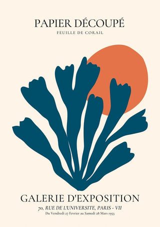 Blauwe koraal papier découpé-poster