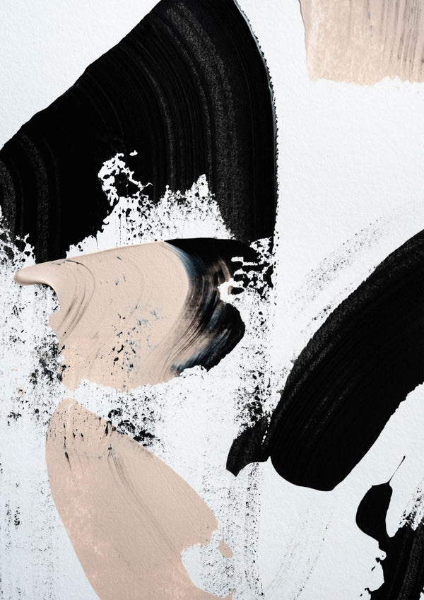 Abstract artwork with bold black and nude brushstrokes by Anastasia Sawall, titled Black and Nude No 2.