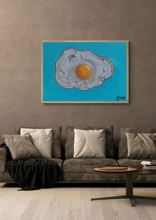 Fried Egg on Blue - Art By Biba