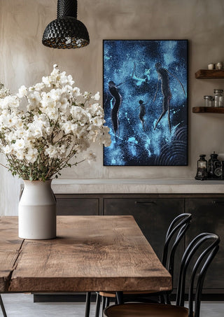 Three Figures in Blue - luco art
