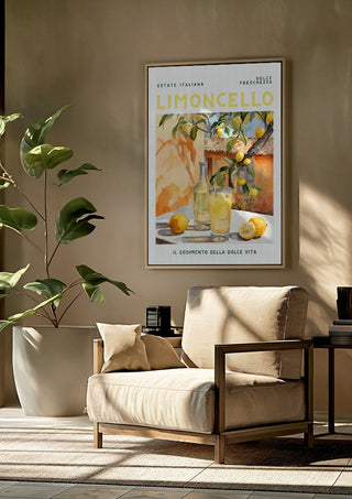La dolce vita - Limoncello by Ohkimiko framed above a beige armchair beside a potted plant