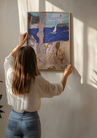 Paraphrasing by KaroGaiaArt being hung on a sunlit wall
