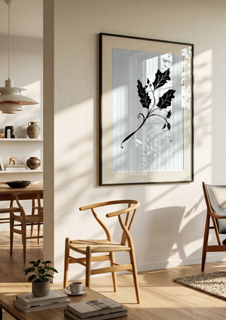 Leife by FridaRit in a large black frame in a bright dining room