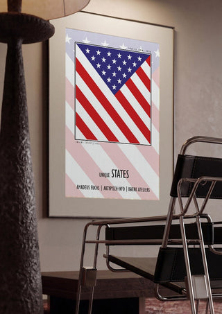 United States - Community Signal by Amadeus Fuchs framed in a dim room beside a tubular steel chair