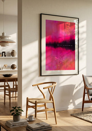 Never let them know your next move by Astrid Lind in a black frame in a bright dining room with wooden chairs