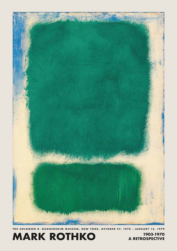 Abstract green painting by Mark Rothko featured on the Rothko Green Retrospective product page.