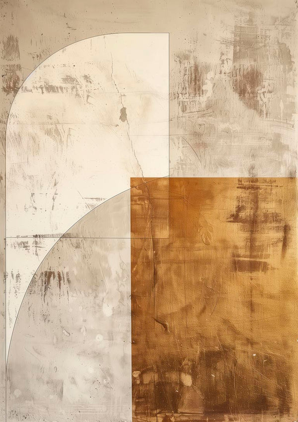 Abstract artwork with beige, cream, and golden-brown geometric shapes on a textured background for Autumn Dream 04.