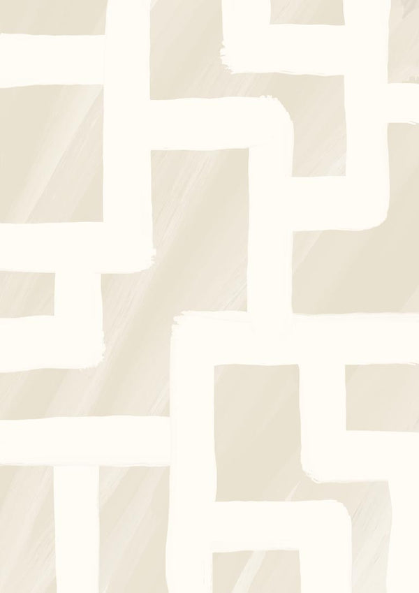Abstract geometric beige and white pattern from the Quiet Structure - Yuli collection.