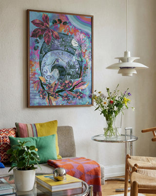 Where Dreams Return by Enikő Marosváry-Kramcsák framed in a bright living room