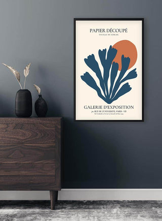 Blauwe koraal papier découpé-poster