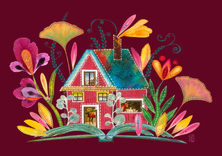 Whimsy Swedish Cottage Burgundy by Enikő Marosváry-Kramcsák