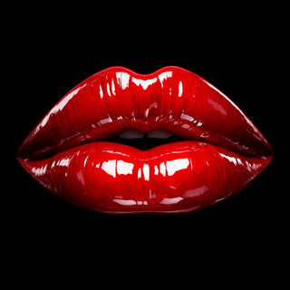 Velvet Threshold by Devour Art - a pair of high-gloss red lips isolated against pure black