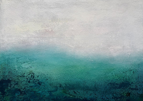 Teal Horizon by Marina Agre - misty teal band under a pale grey sky
