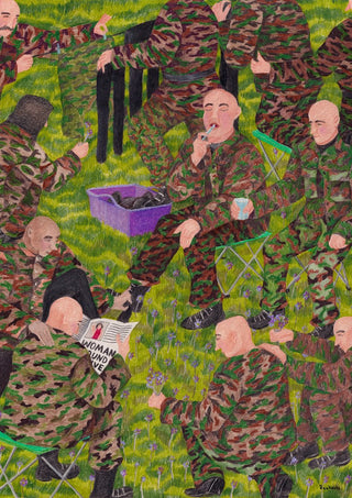 One way to stop hiccups is to poke the back of your throat with a cotton swab by Daukantė - soldiers on a green meadow, one with a cotton swab