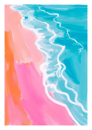 Pink hour on the beach by Ohkimiko - turquoise sea meeting coral and pink sand seen from above