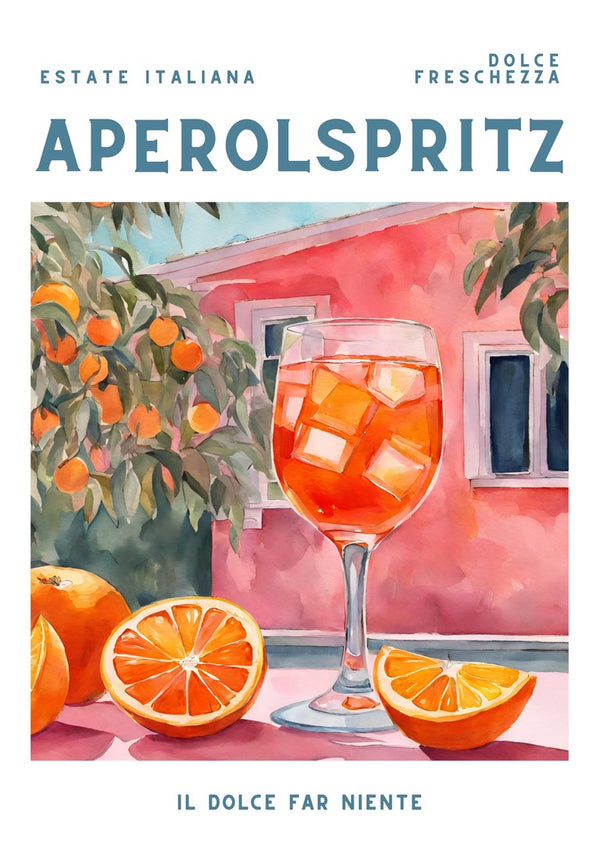 Il dolce far niente - Aperol by Ohkimiko - an Aperol Spritz with ice against a pink wall