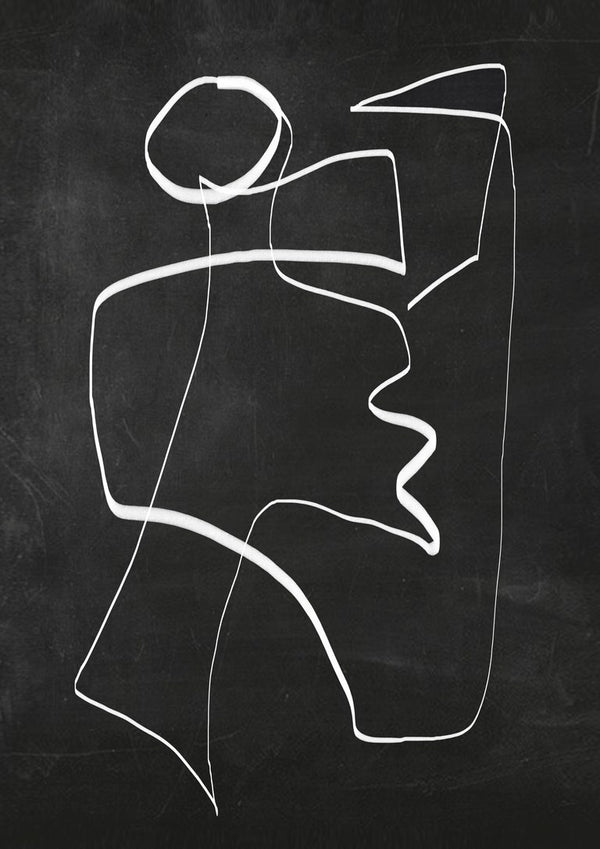 Form in Motion by ThingDesign - a single white line figure on a chalky black ground