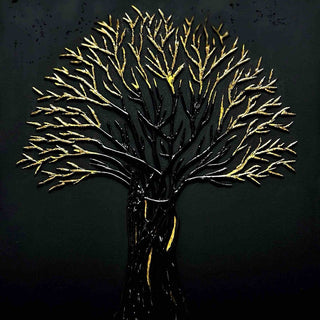 The Golden Tree by Marcel Herrmann - a tree in raised black and gold relief against a near-black ground