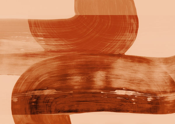 abstract shapes autumn orange by Iris Lehnhardt - rust orange bands curving on a peach ground
