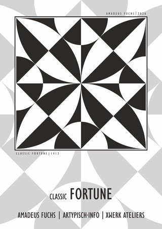 Classic Fortune - Pleasure Signal by Amadeus Fuchs - curved black shapes in a square grid forming a clover at the centre