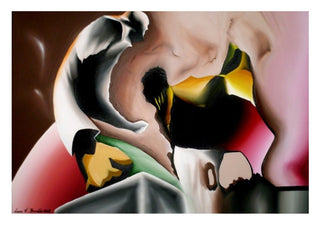 Assalto Fantasma by Luis Valquaresma - folded black and white forms with wedges of yellow, green and pink