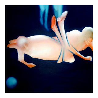 Contact #2 by Luis Valquaresma - two pale figures colliding in mid-air against a deep blue-black ground