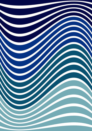 Aallot by Aleksi Allan - white wave lines across a ground shifting from navy to pale blue