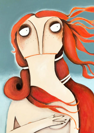 Die Venus by lacaluna - a red-haired figure with crossed arms against pale blue