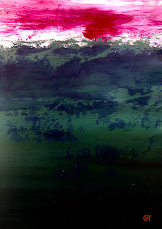 Emerald and Carmine by Marina Agre - a crimson sky above deep emerald and near-black