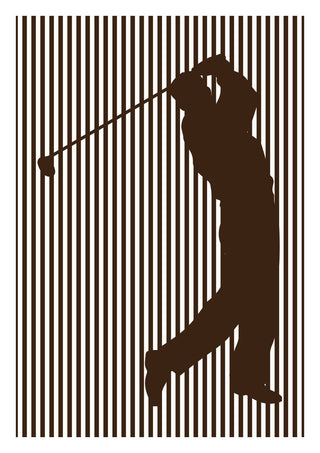 golf sport silhouette by nyai - a golfer at the end of a swing against brown and white stripes