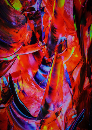Abstract in perfection 3 by Walter Zettl - whirling blades of red, magenta and lime green