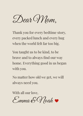 Dear Mom personalised letter poster – Sand