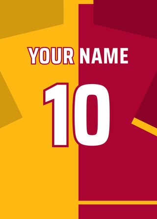Personalised football shirt poster in Galatasaray's yellow and red halves – a name and number on the back