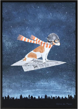 Jack Russell on paper plane - Coco de Paris