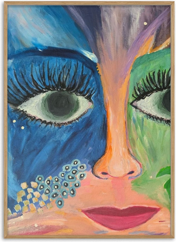 Blue and Green Face by Camilla Sabrina - close-up face in blue and green