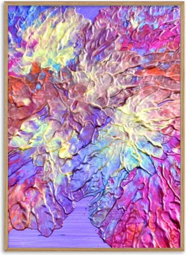 Petal Ridge by Da Winters - ridged petals of thick pink, violet and blue paint pulled across lilac
