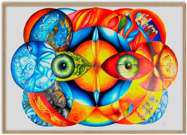 Augenblicke by wodeoldau - overlapping circles around two large green eyes