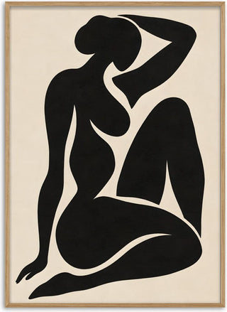 Black Nude Silhouette – Minimalist Abstract Figure Wall Art - TimlessArtworks