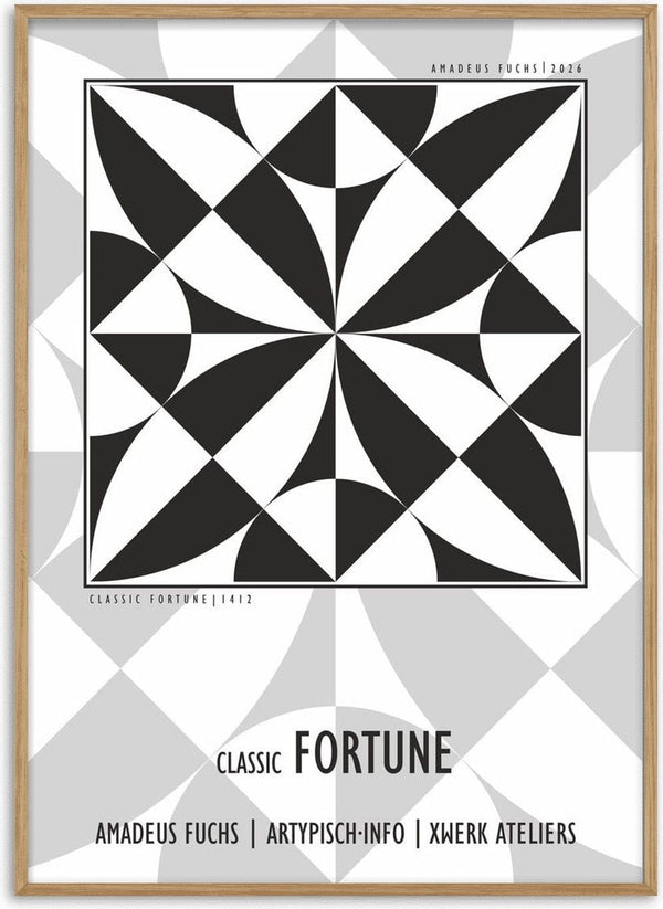 Classic Fortune - Pleasure Signal by Amadeus Fuchs - curved black shapes in a square grid forming a clover at the centre