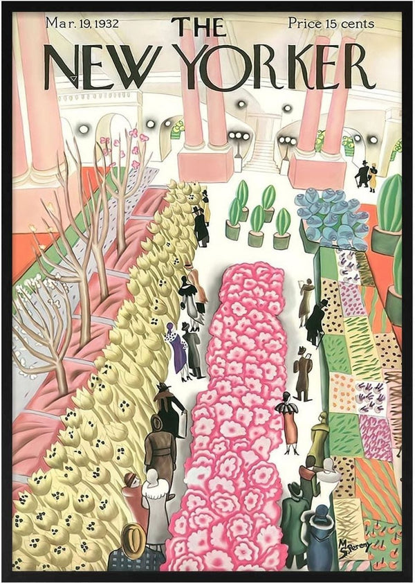 Colorful Artfair Plakat featuring a lively flower market with visitors and vibrant floral displays.