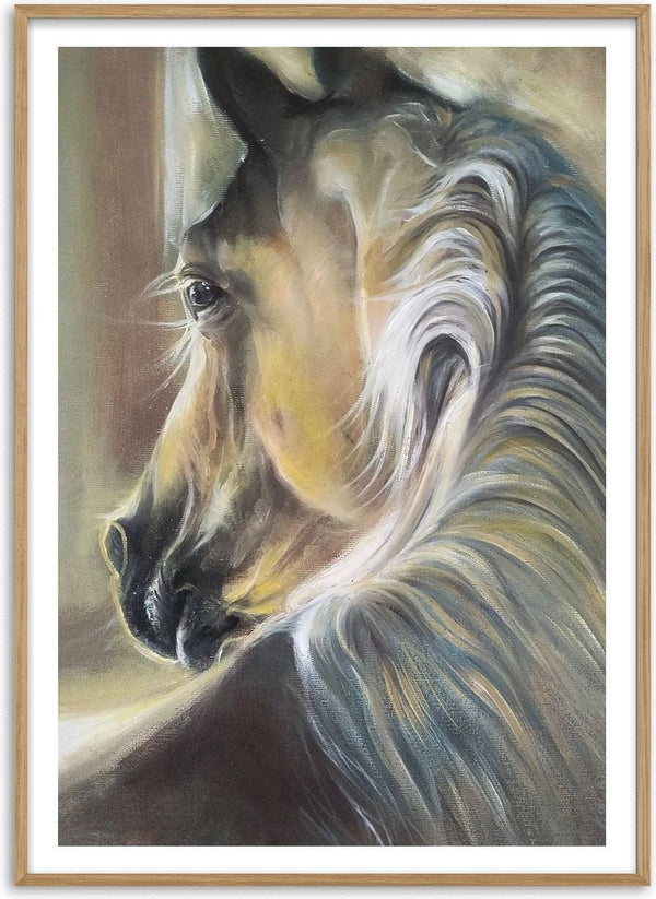 Day by Mariia Nikolina - a pale horse with a long cream and grey mane