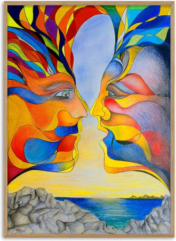 Diplomatische Illusion by wodeoldau - two colourful profiles facing each other