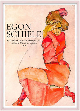 Egon Schiele - Kniende in orange-rotem Kleid, 1910 Poster
