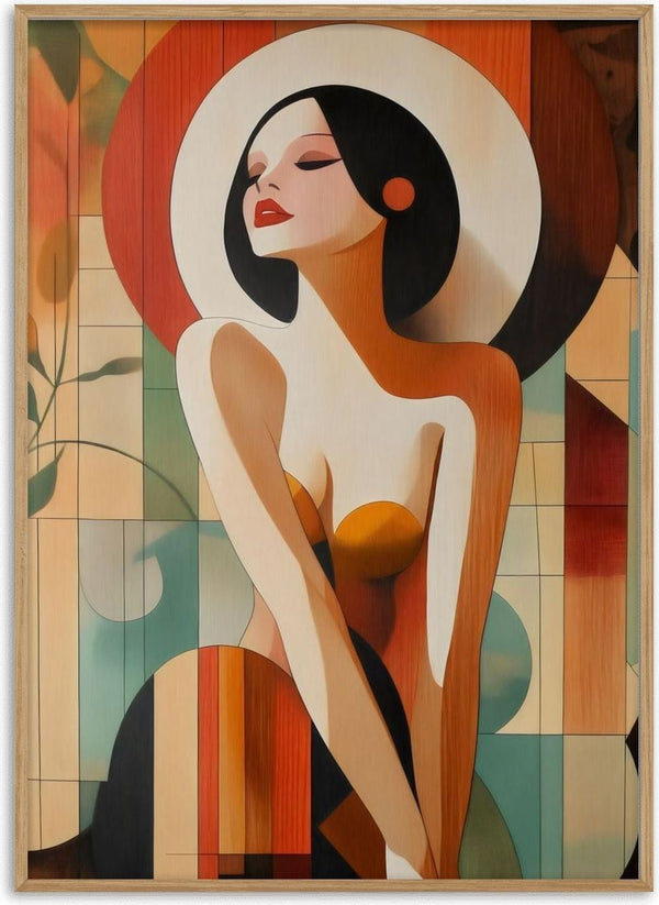 Golden Silence by ArtySjak - an Art Deco woman with a black bob before a cream disc