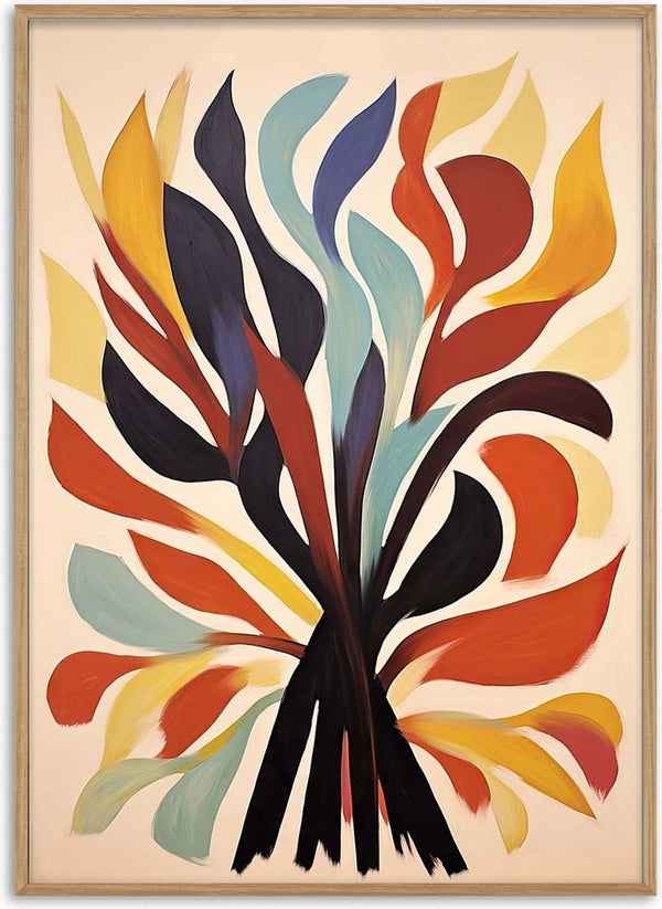 Abstract, colorful flowing shapes resembling flames or leaves for Inner Paths of Light product page.