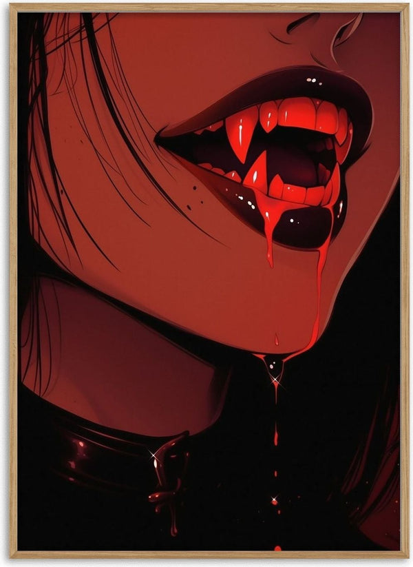 Let me taste you by Melancholy Machinations - a fanged mouth with blood running down the chin in red light