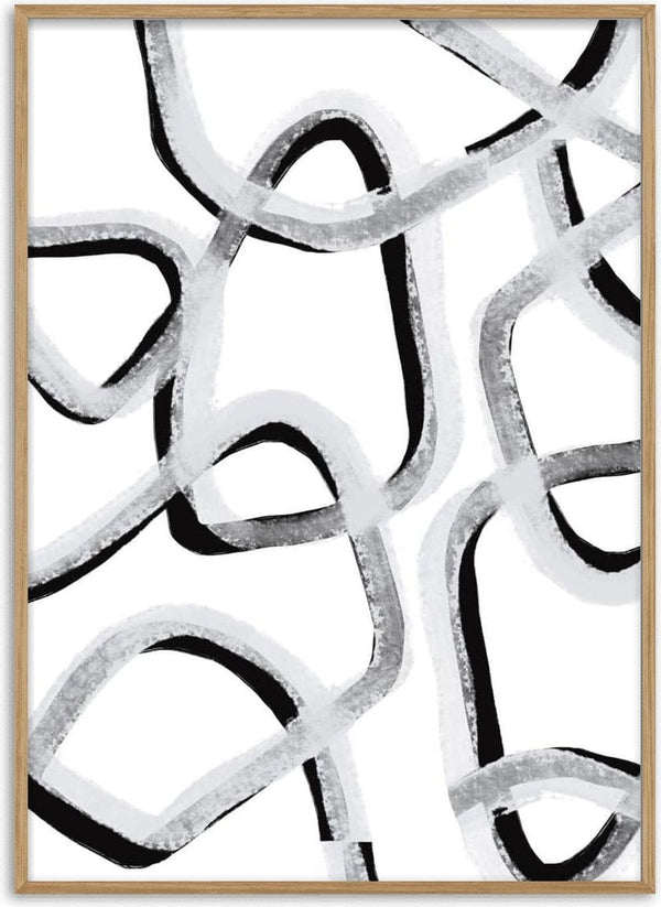 Abstract black and white overlapping curved lines artwork for "Make you stay" by Anastasia Sawall.