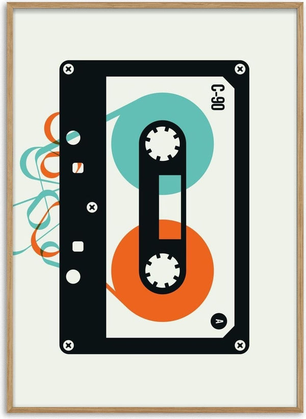 Mixtape by Bo Lundberg - a black cassette tape with turquoise and orange tape spooling loose